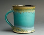 Handmade stoneware coffee mug or tea cup turquoise - 1026