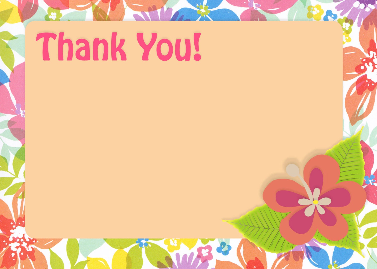 Luau Thank You Cards- 5 x7 Cardstock with Envelopes --15 Thank You's Il_170x135