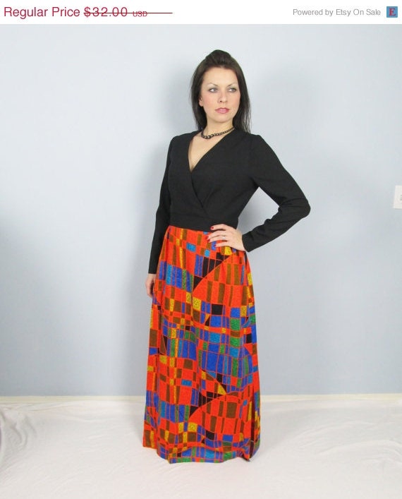 20% OFF SALE Vintage 1960's Long Retro Polyester Mod Dress