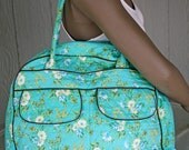 Large Teal Floral Carry on with Matching Toiletry/Cosmetic Bag