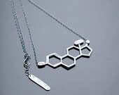 Estrogen Chemical Structure 16" Necklace in Sterling Silver