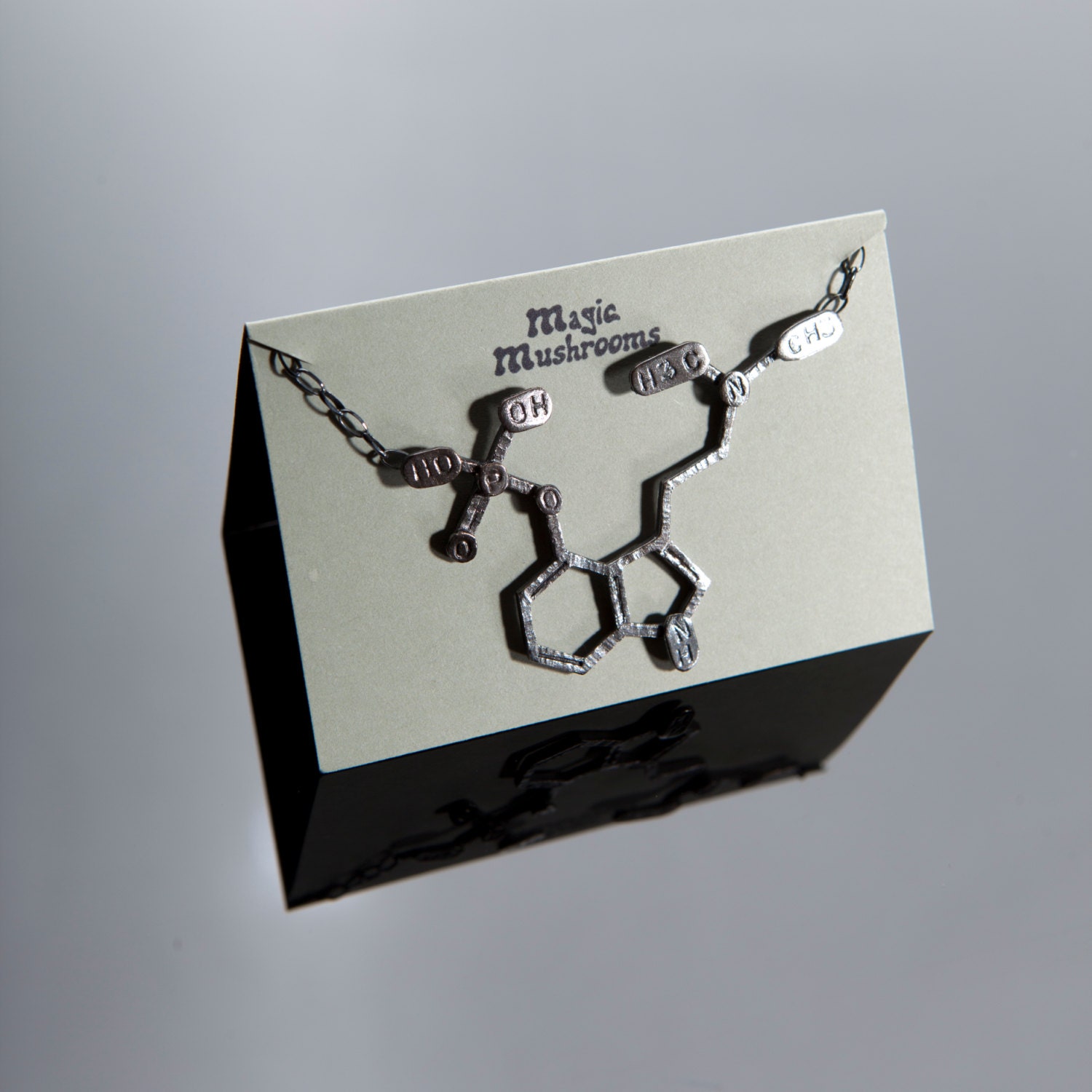 Psilocybin Chemical Structure 16" Necklace in Sterling Silver