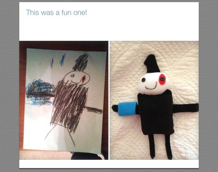Your child's imagination comes to life - Plushie made from your child's own drawing.
