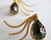 Smoky quartz earring - gold plated stone earring - stone earring - gold plated earring - smoky quartz - wire stone earring - silver earring