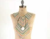 30s Green Striped Dickie Collar Antique