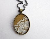 Lace Pendant, Mustard Yellow Necklace, Lace Necklace Bohemian Jewelry, Bridesmaid Mustard Yellow Wedding Mustard Jewelry, Yellow Jewelry
