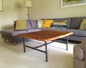 Wood Coffee table with steel pipe legs made of reclaimed wood, Standard 1.65" top, x 30" L x 30" w x 18" tall