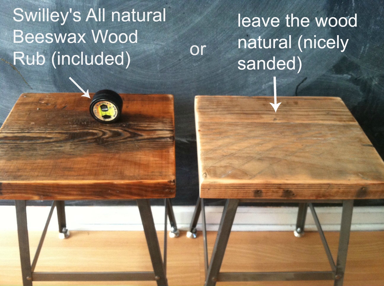 Reclaimed Wood and Steel Industrial Shop Stool. Made in Chicago. Qty (3) 25" counter height stools with backs. QUICK SHIPPING