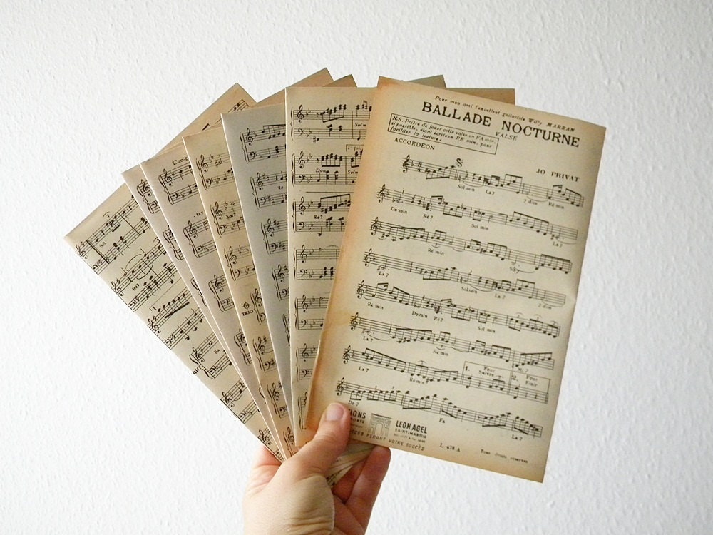 10 french music sheets vintage music papers