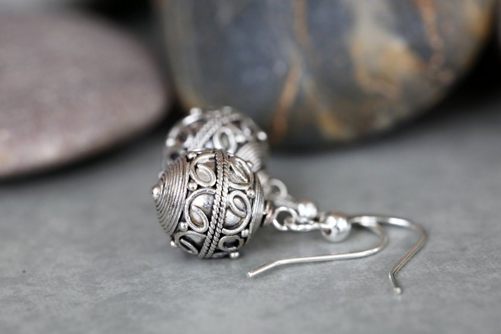Pretty as a Princess - Ornate Balinese Silver Earrings
