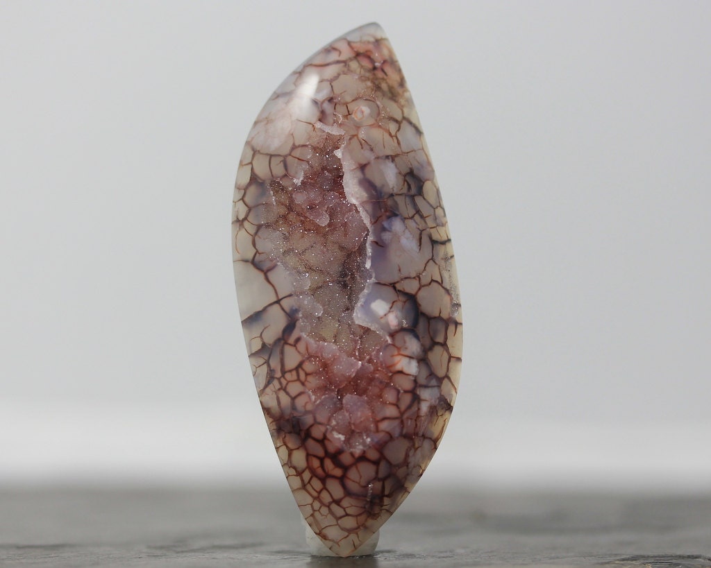 Extra Large Spider Web Druzy Agate Free Form Cabochon - Flat Back, Bezel Setting Stone - 82mm (4531)