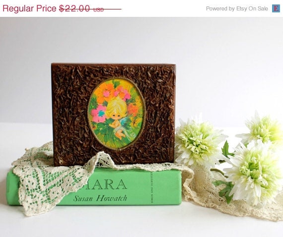 CLOSING SALE Reduced 50% Vintage 1960s Decoupage Fairy Box
