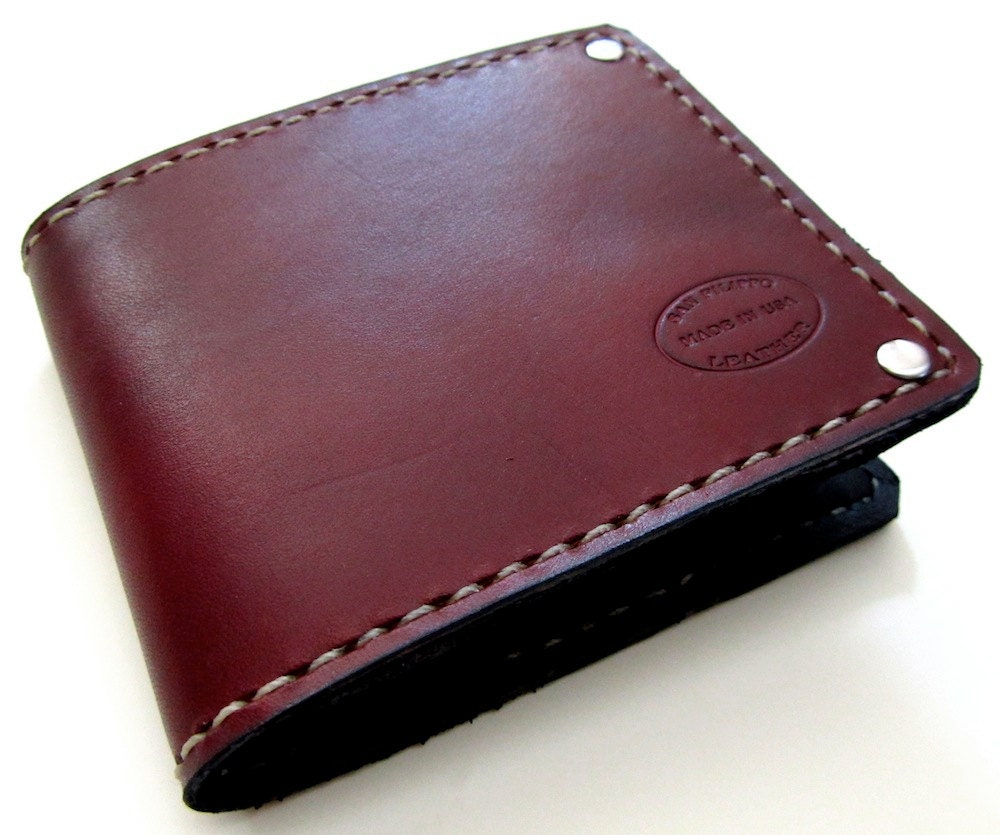 Mens Classic Oxblood Leather Bifold Wallet