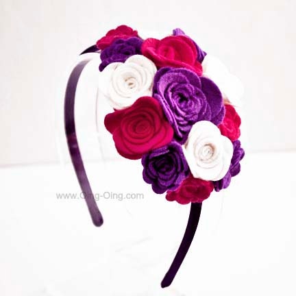 Rose Cluster Boutique Felt Flower Headband