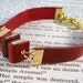 Miniature Book Bracelet Stack of 3 Mini Books and Leather Bracelet Red Gold
