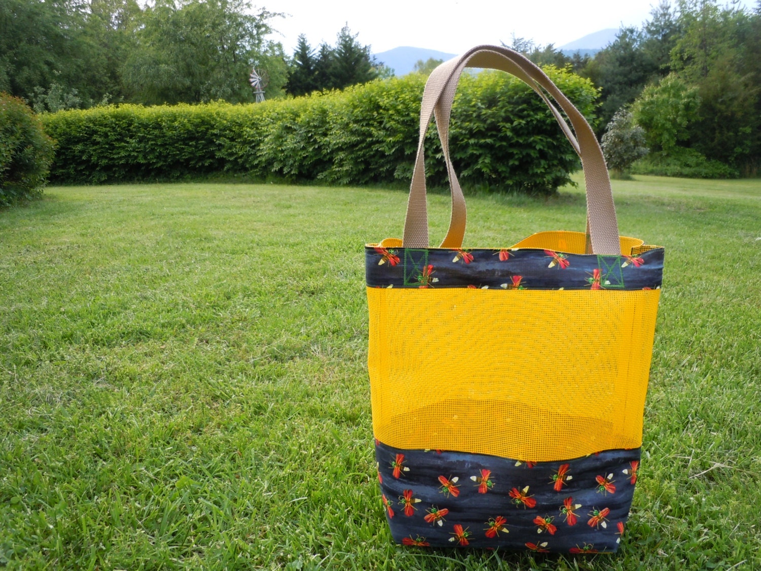 Yellow Vinyl Mesh Market Tote Bag