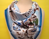 London England Vintage Travel Souvenir Square Scarf