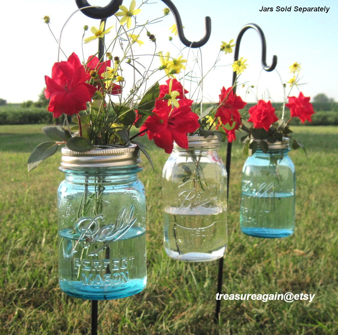 DIY Hanging Vases 12 Ball Mason Jar Hanging Flower Frog LIDS, for Candles, Flowers, Lanterns, Mason Jar Weddings