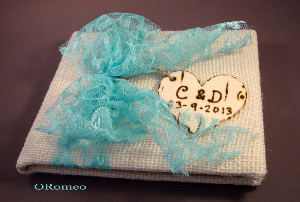 Rustic Personalized Burlap Wedding Guestbook ... Accent with satin to match your ceremony