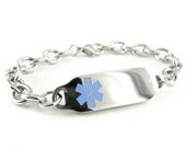Custom Engraved FREE Medical Bracelet Light Blue, O-LINK Chain - i2C-BS2