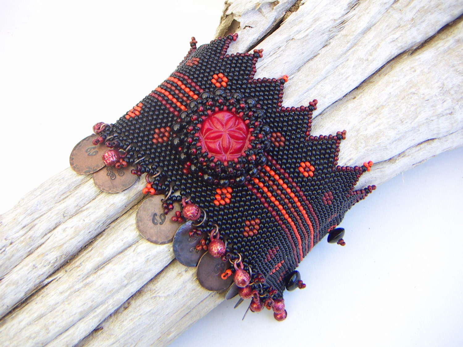 Tribal Oriental Beaded Dance Cuff