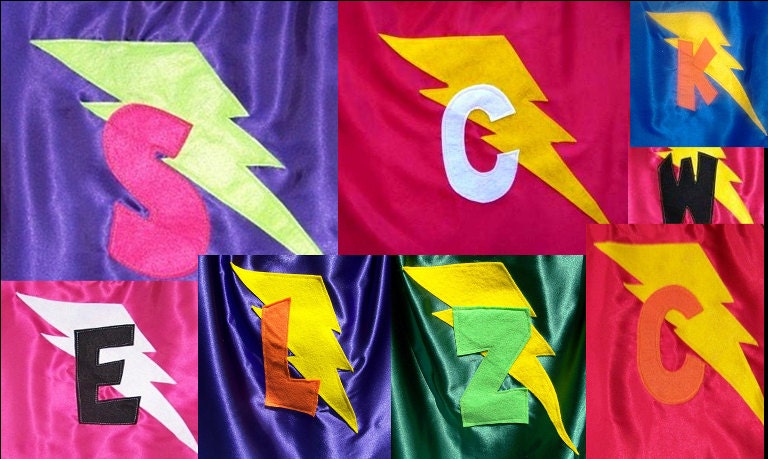 Personalized BIRTHDAY COSTUMES and CAPES 4 Kids: Single-Sided with Initial and Emblem