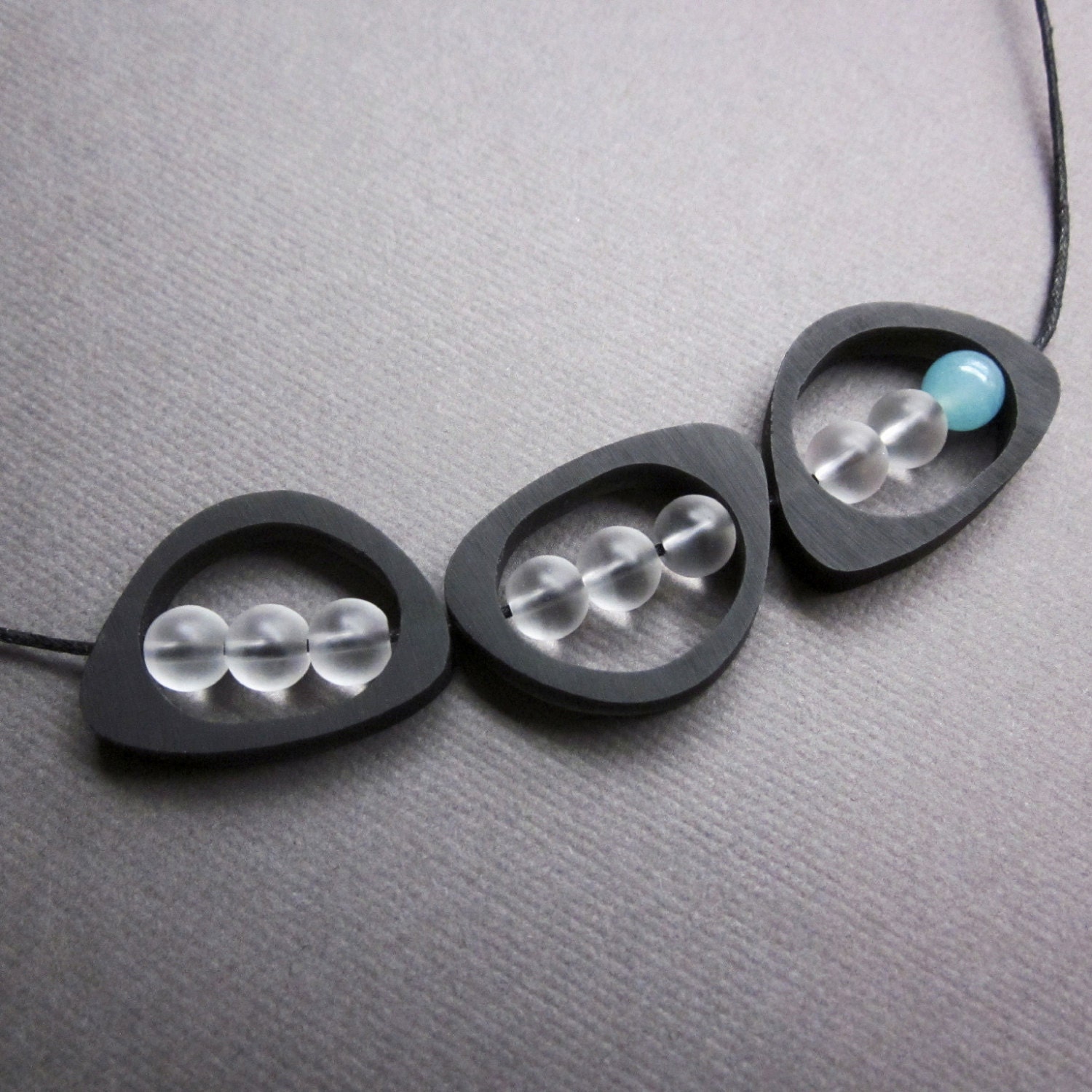 black resin and aqua - the harper necklace