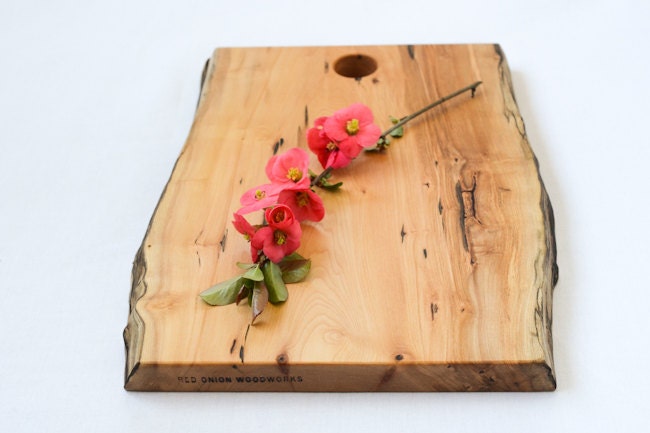 Rustic Wood Serving Board, Natural Edge Salvaged Maple 855, Ready to Ship