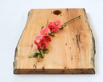Rustic Wood Serving Board, Natural Edge Salvaged Maple 855, Ready to Ship