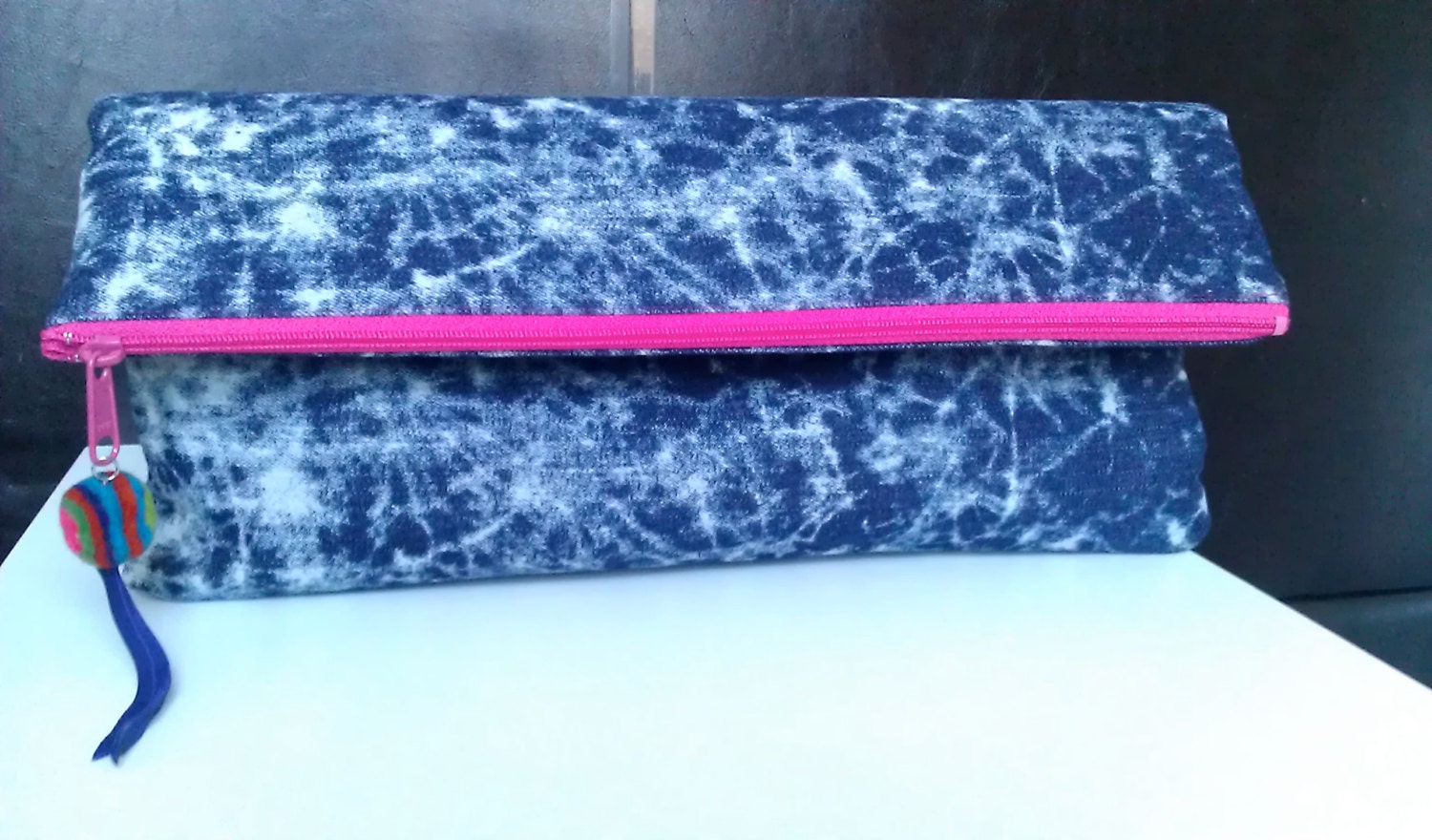 Acid Washed Denim Clutch