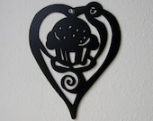 Cupcake and Heart Metal Wall Hanging Kitchen Decoration