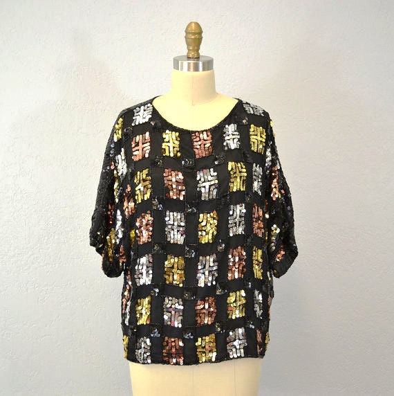 Vintage sequin top / sparkle / holiday party