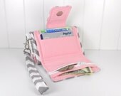 The Errand Runner - Cell Phone Wallet - Wristlet - for iPhone/Android - Chevron in Gray/Pink