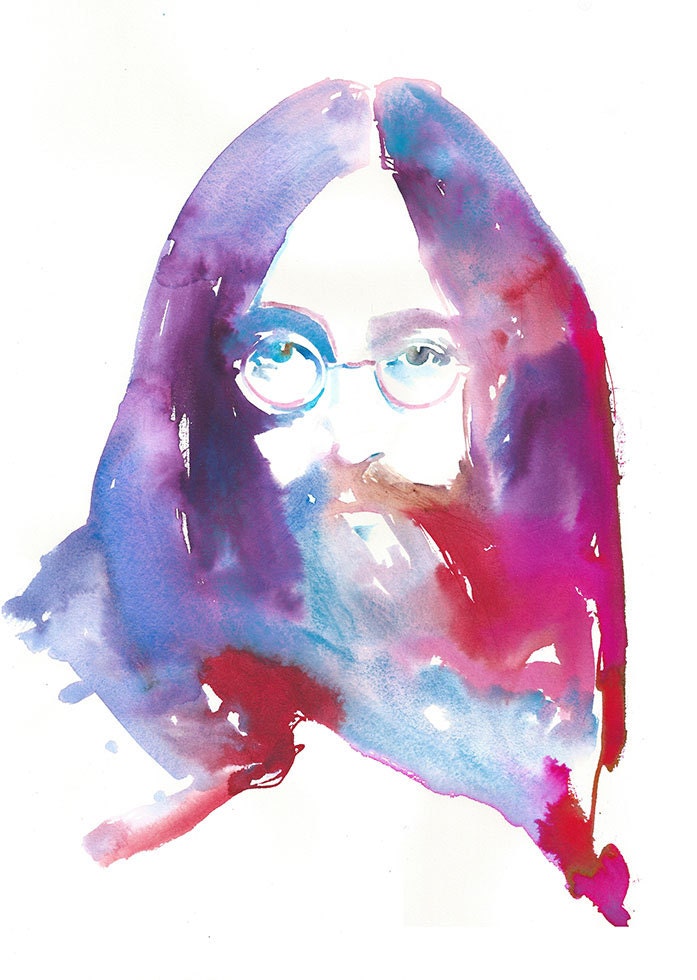 Watercolor Painting. titled: John Lennon