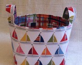 Sailboat Basket- Sailboat Fabric Storage Basket- Sailboat Baby Gift- Fabric Basket- Nautical Basket- Nautical Baby Gift