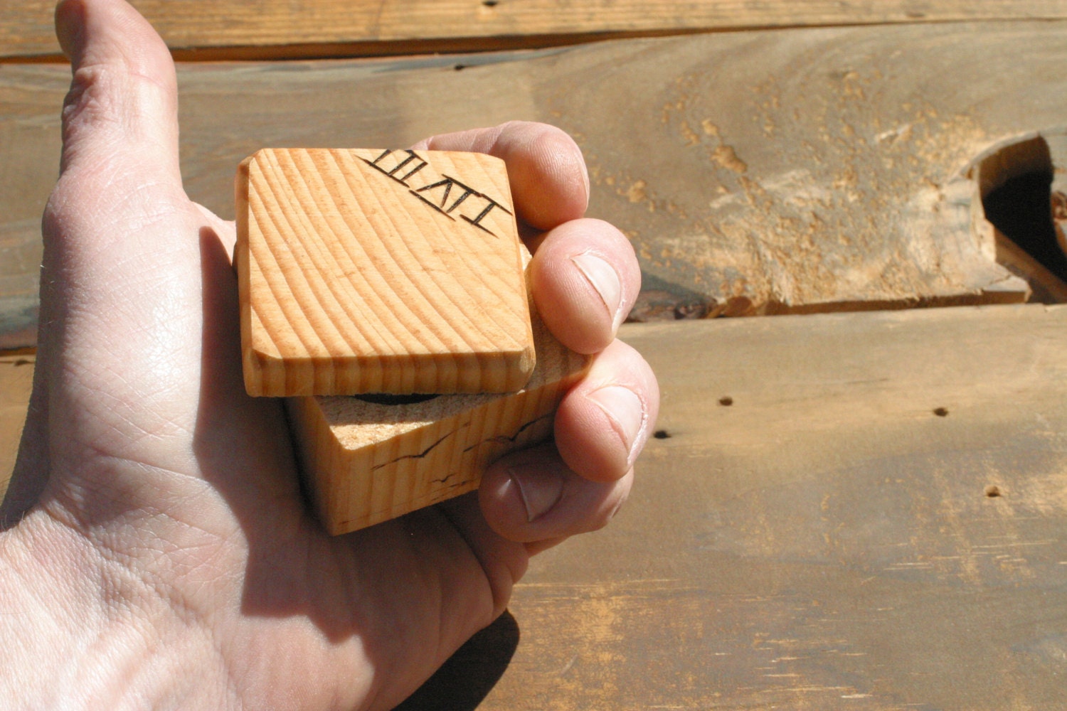 engagement ring box made from reclaimed pallet wood