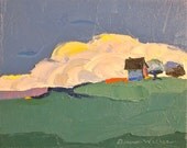 Midsummer Blue-  Oil Painting- 8x10 Original- Farm Painting, Landscape Painting