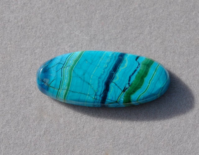 RESERVED Chrysocolla with Azurite and Malachite Cabochon 34 X 15 X 4 mm -- gem grade