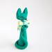 Emerald Green Kitten - Cat Figurine with a Bow - by Bonjour Poupette