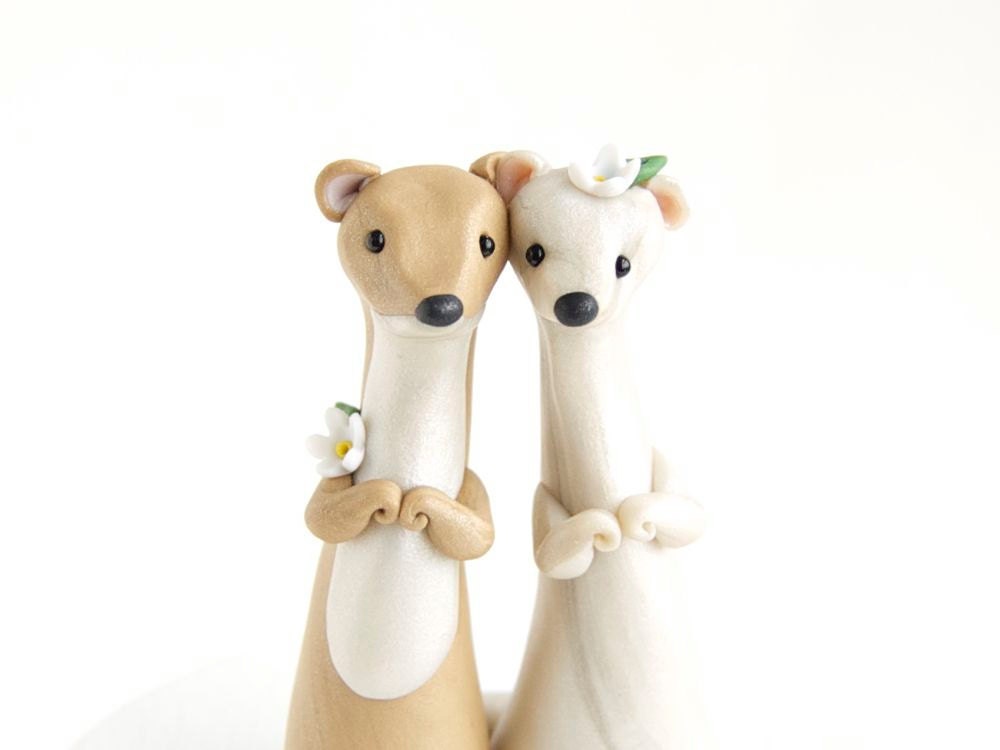 Weasel Wedding Cake Topper Handmade by Bonjour Poupette