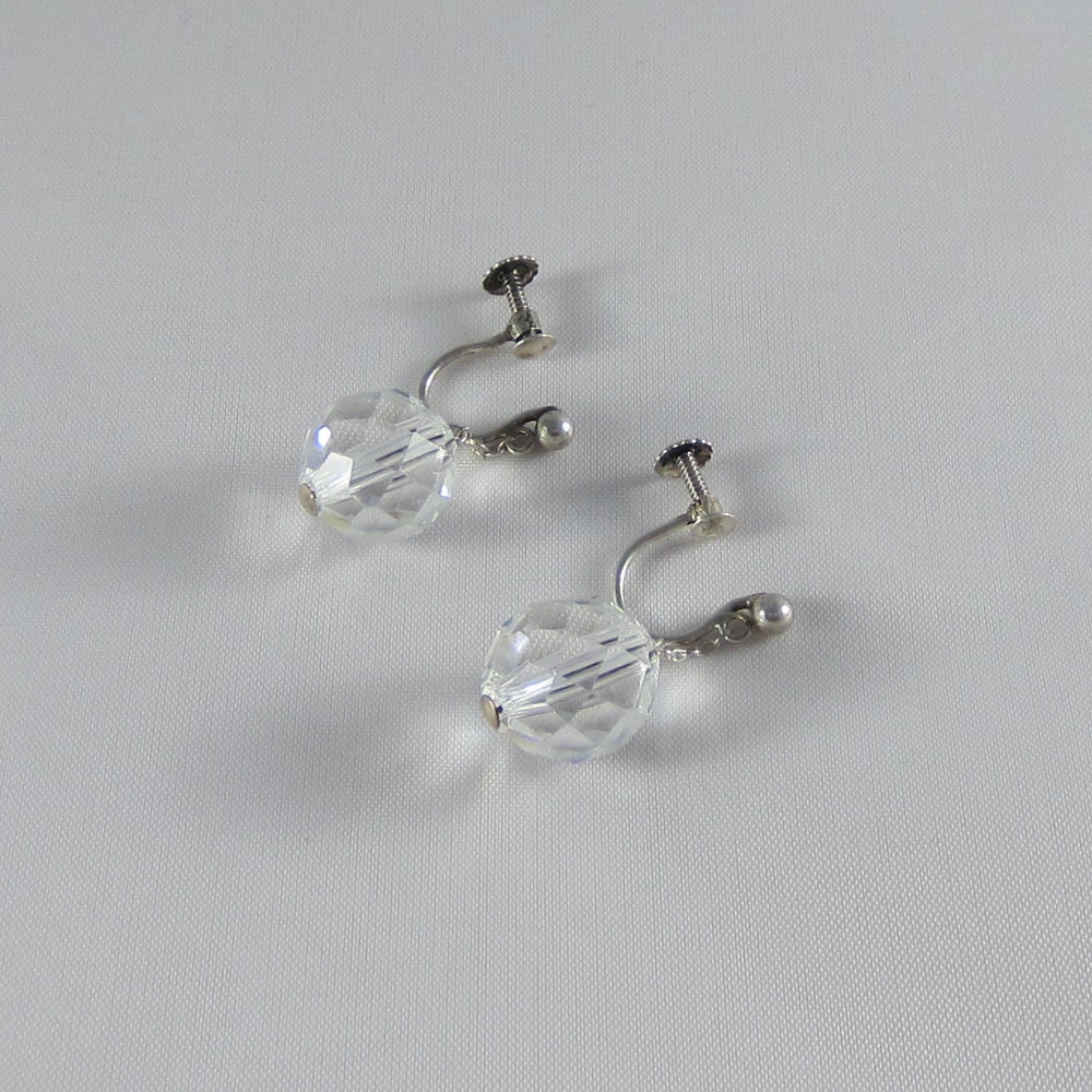 Deco Crystal Earrings. Circa 1920s Dangle Earrings.