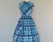 Vintage 1960s Sundress...Cute Cotton FASHION FIRST Watercolor Print Sundress Mad Men Summer Small