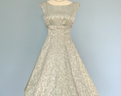 Vintage 1950s Dress...Sophisticated Mint Green Brocade JERRY GILDEN SPECTATOR Party Dress Alternative Wedding Dress Mother of the Bride