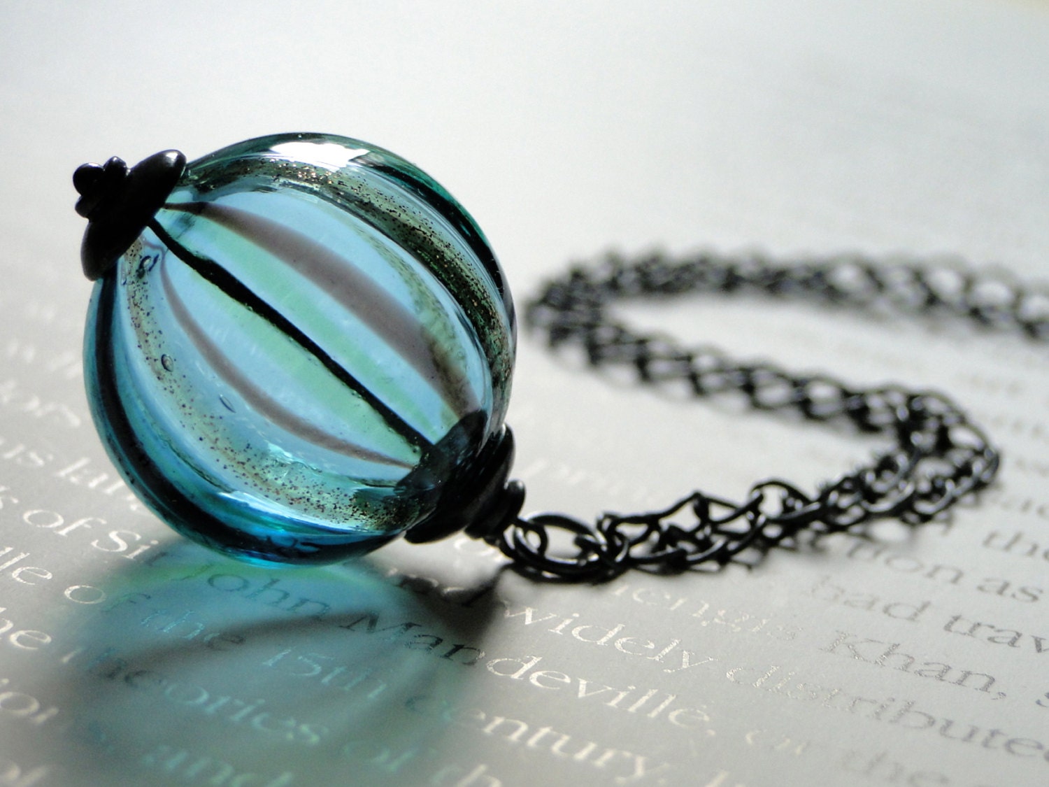 Statement Necklace - Accessories, Gift for Her, Sterling Silver, Vintage Artisan Glass