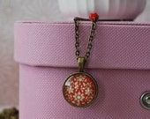 Red Thistle Glass & Paper Pendant Necklace