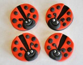 Lady Bug Fondant Cupcake, Cake or Cookie Toppers- Edible- 1 DOZEN