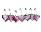 Stained Glass Valentine Hearts Set of 7 Pink Suncatchers Ornaments Window Decoration