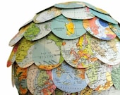 Random World Trip Lamp Shade Vintage Map Hanging Pendant Lighting Eco Home Made to Order