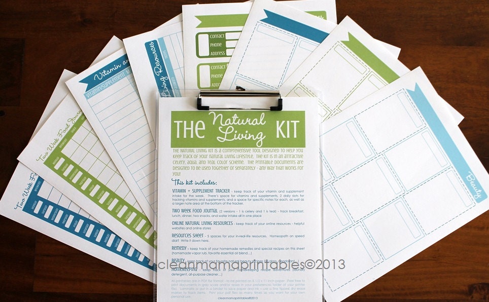 The NATURAL Living Kit - 8 documents - INSTANT DOWNLOAD