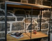 Salvaged Pine and Raw Iron Shelving Units